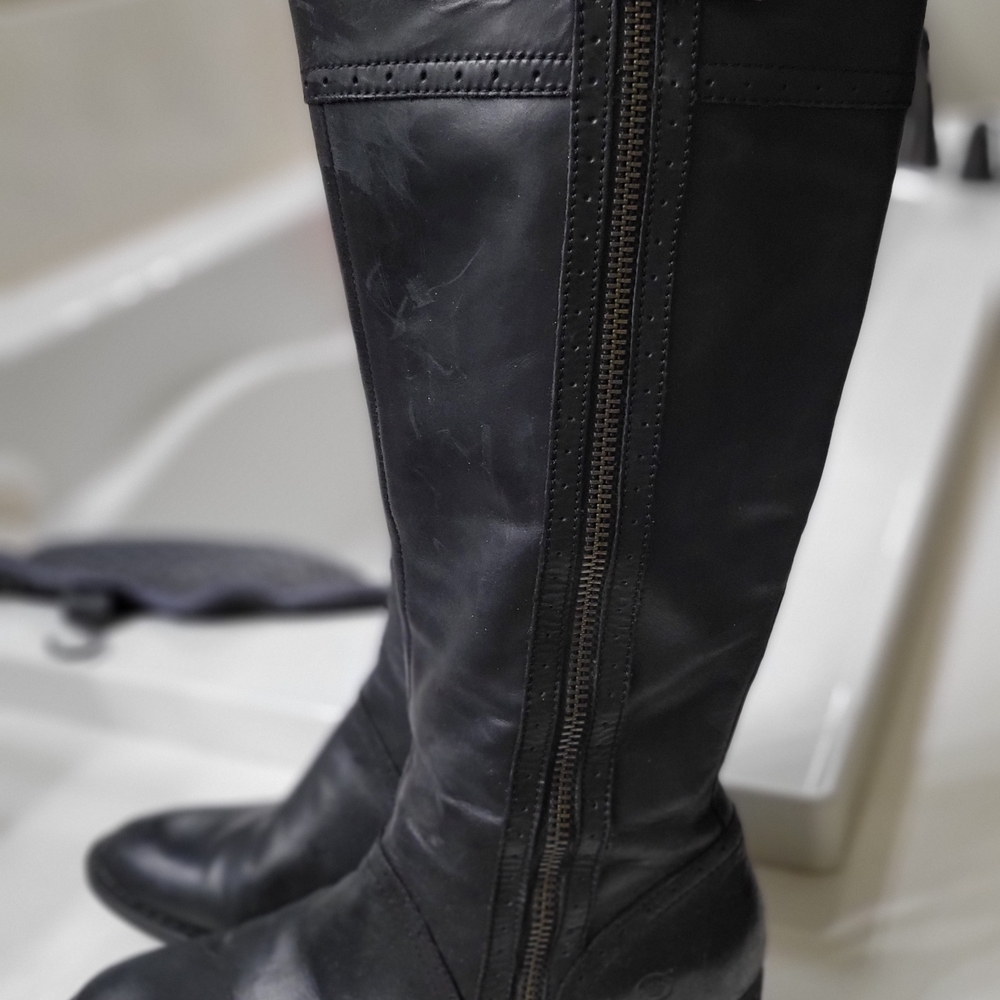 Born Black Leather Knee-High Boots